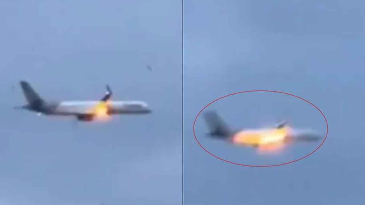 উড়ে যাওয়ার সময় বিমানের ইঞ্জিনে আগুন