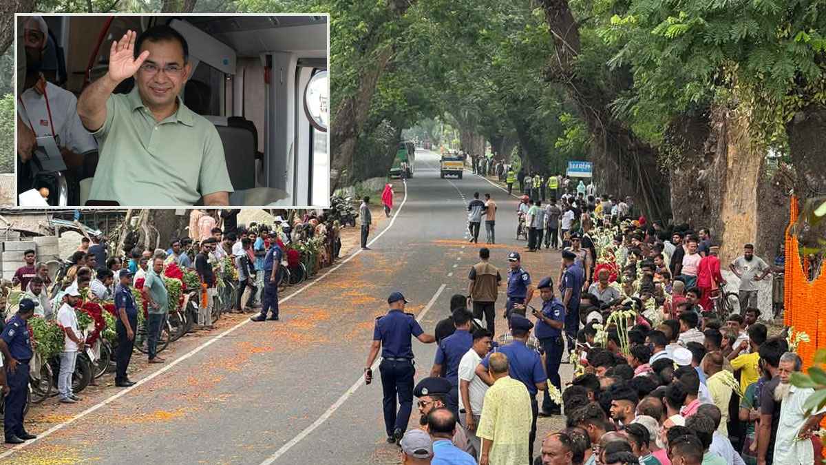 উলাশী যাচ্ছেন তারেক রহমান, হাত নেড়ে জনগণকে জানালেন অভিবাদন