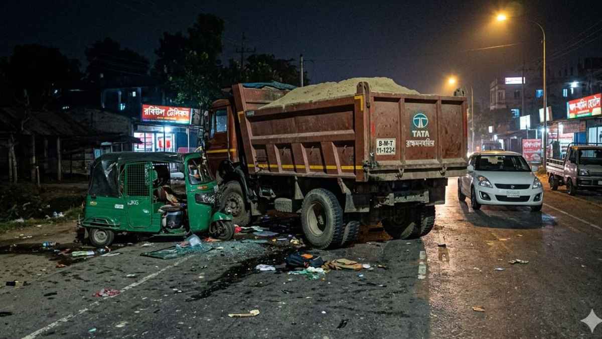 ব্রাহ্মণবাড়িয়ায় ড্রাম ট্রাকের চাপায় অটোরিকশার চালক নিহত