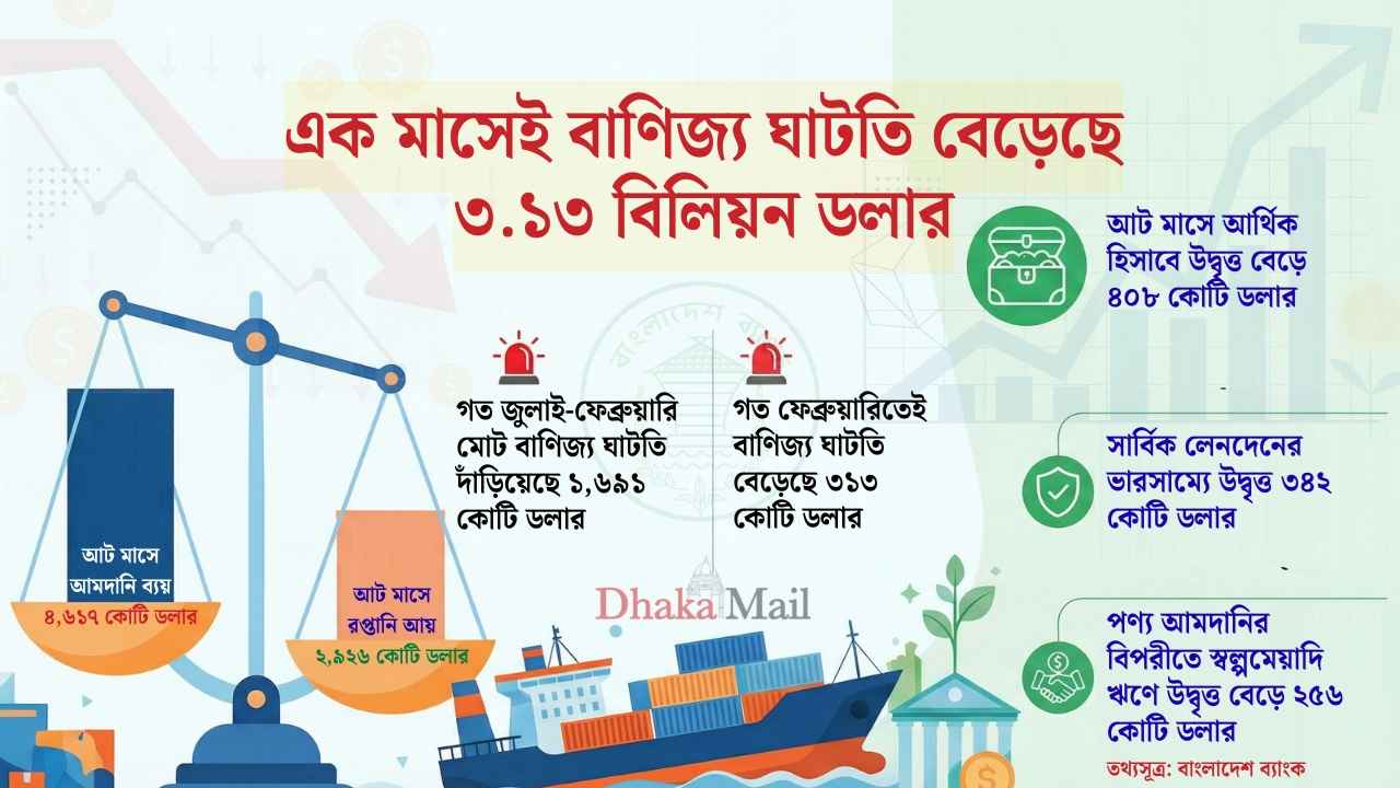 রফতানি কমলেও বেড়েছে আমদানি, বড় হচ্ছে বাণিজ্য ঘাটতি