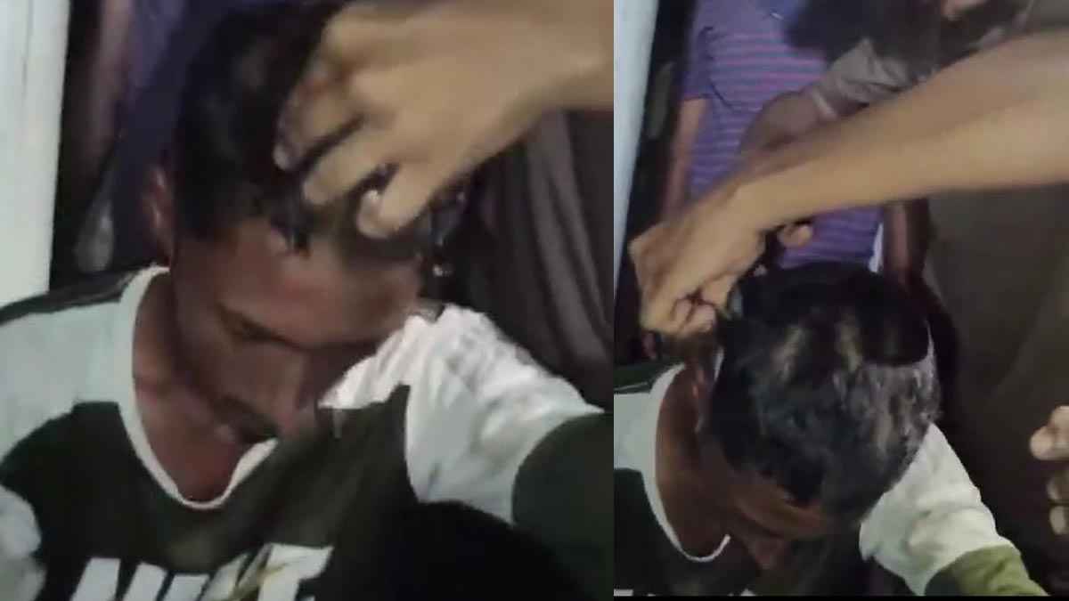 মাদক বিক্রির অভিযোগে যুবকের চুল কেটে দিল জনতা