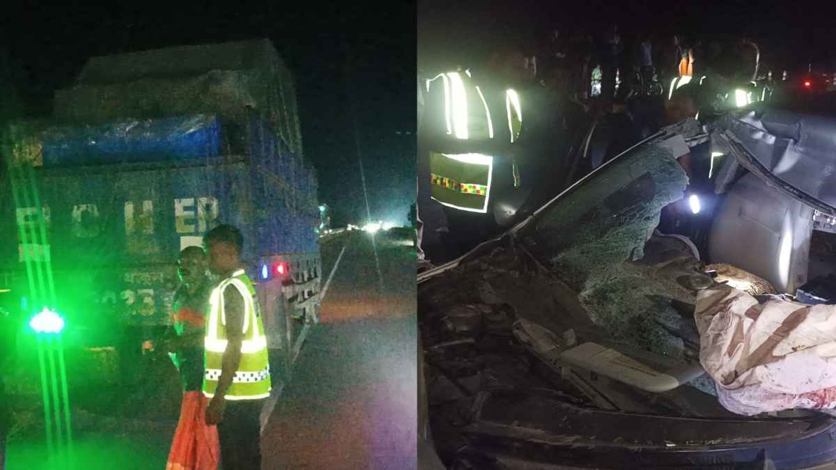 নড়াইলে দাঁড়িয়ে থাকা ট্রাকে প্রাইভেটকারের ধাক্কা, নিহত ১