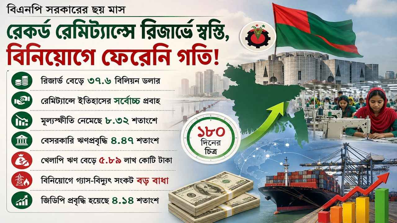 ছয় মাসে রেকর্ড রেমিট্যান্সে রিজার্ভে স্বস্তি, বিনিয়োগে ফেরেনি গতি!