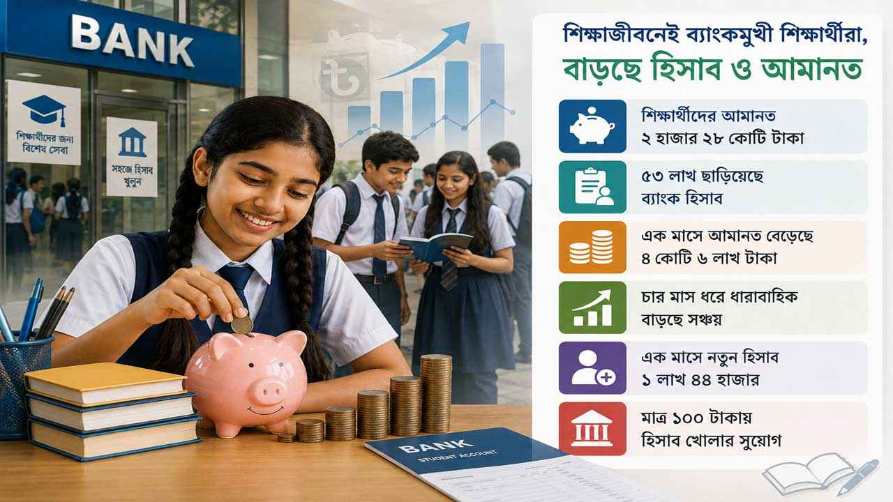 শিক্ষাজীবনেই ব্যাংকমুখী শিক্ষার্থীরা, বাড়ছে হিসাব ও আমানত