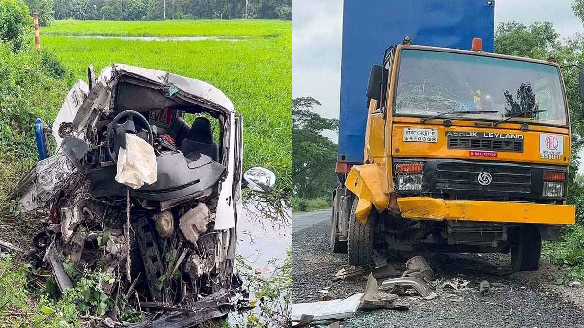 নাটোরে লাশবাহী অ্যাম্বুলেন্স ও ট্রাকের মুখোমুখি সংঘর্ষ, আহত ৮