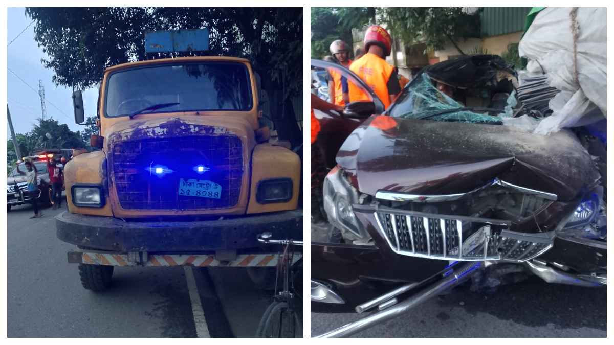 দাঁড়িয়ে থাকা ট্রাকে প্রাইভেট কারের ধাক্কা, প্রাণ গেলে বিচারকের
