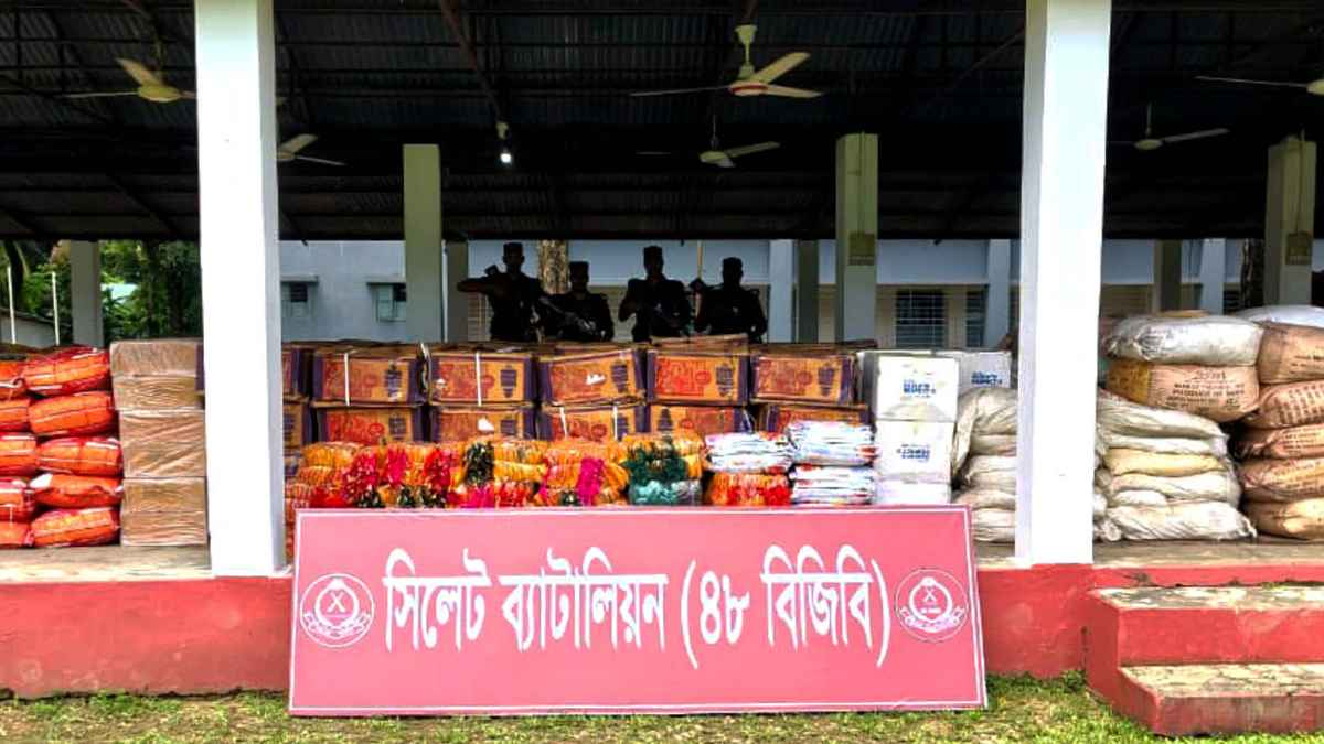 সিলেট সীমান্তে সোয়া ২ কোটি টাকার চোরাই পণ্য জব্দ