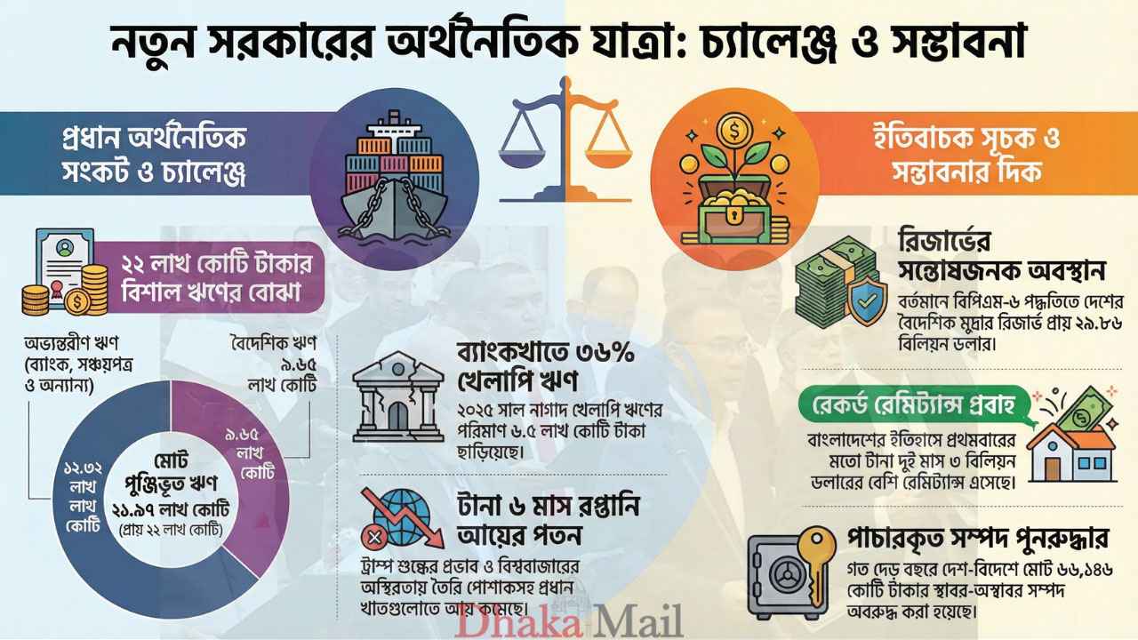 বড় অর্থনৈতিক চ্যালেঞ্জ নিয়ে নতুন সরকারের যাত্রা শুরু