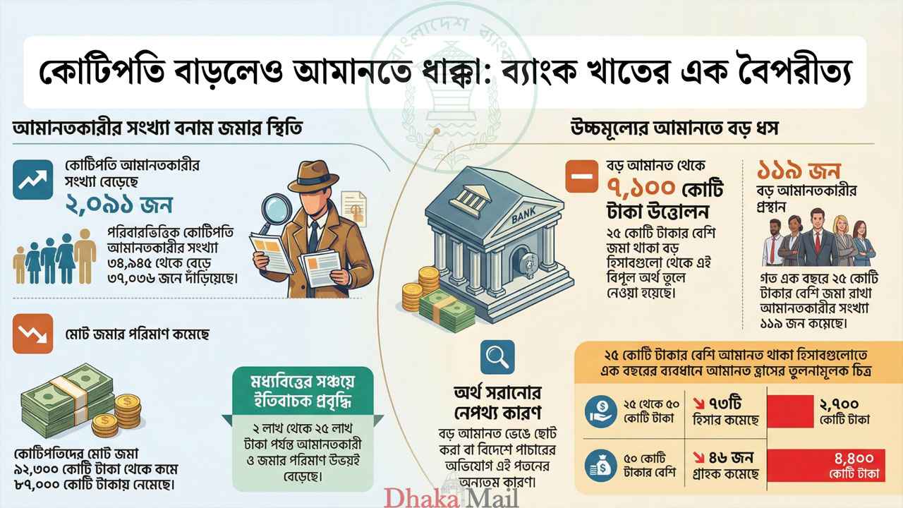 কোটিপতি বাড়লেও আমানতে বড় ধাক্কা