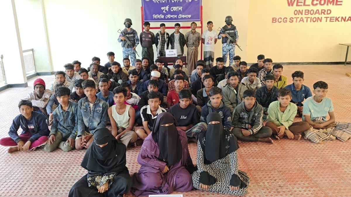 টেকনাফে ৫ মানবপাচারকারী আটক, নারী-শিশুসহ ৫৫ জন উদ্ধার