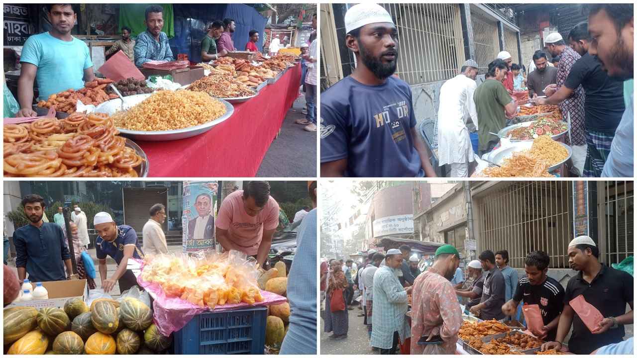 বিকেল থেকেই ভিড় জমে রাজধানীর ইফতার বাজারে