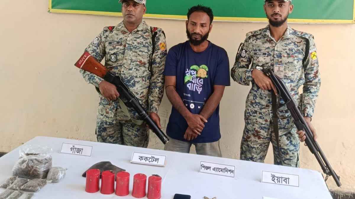 সাতক্ষীরায় ককটেল, গুলি ও মাদকসহ আটক ১