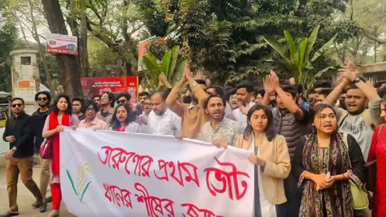 হামিমের নেতৃত্বে ঢাবিতে ছাত্রদলের ধানের শীষের প্রচারণা মিছিল