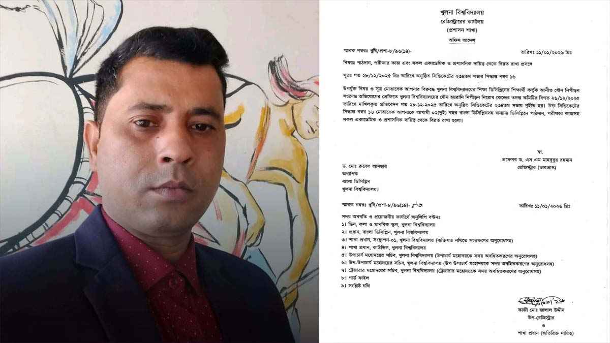 যৌন নিপীড়নের অভিযোগে খুবি শিক্ষককে অব্যাহতি