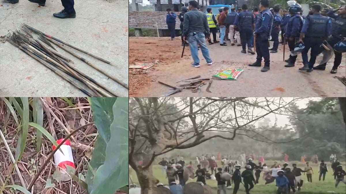 মাদারীপুরে দুইপক্ষের সংঘর্ষ, অর্ধশত হাতবোমা বিস্ফোরণ, আহত ১০