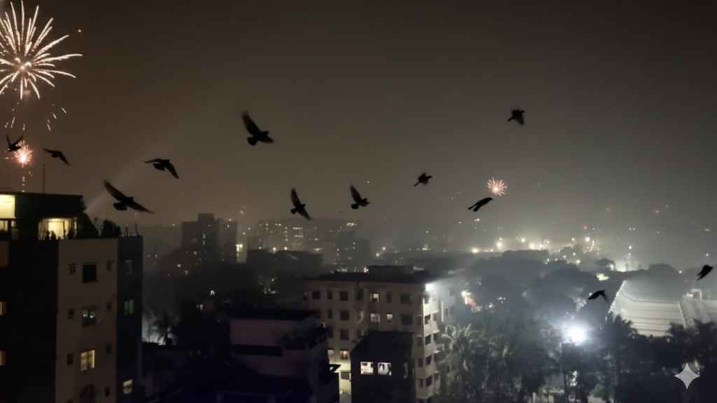 আগুনের রোশনাইয়ে আর্তনাদ: আতশবাজির শব্দে দিশেহারা নগরীর ঘুমন্ত পাখি