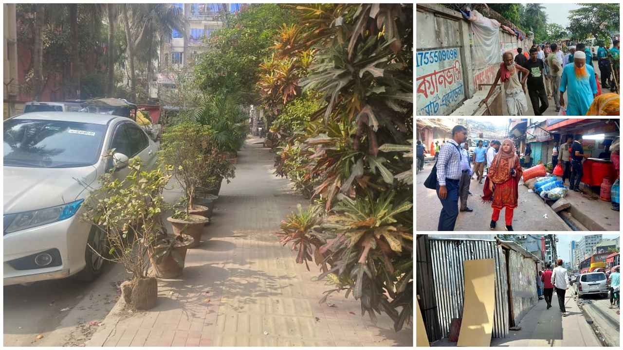 ফুটপাত সংকোচনে হুমকিতে পথচারীরা