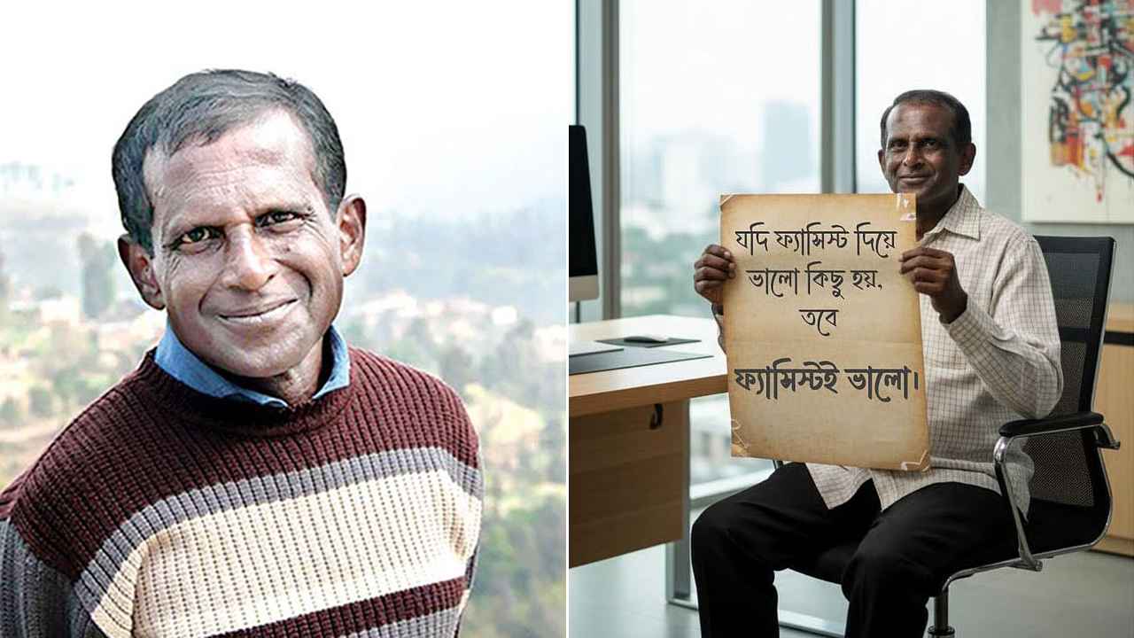 হাসান মাসুদের হাতে ‘ফ্যাসিস্ট’ সমর্থনের পোস্টার, যা বললেন অভিনেতা