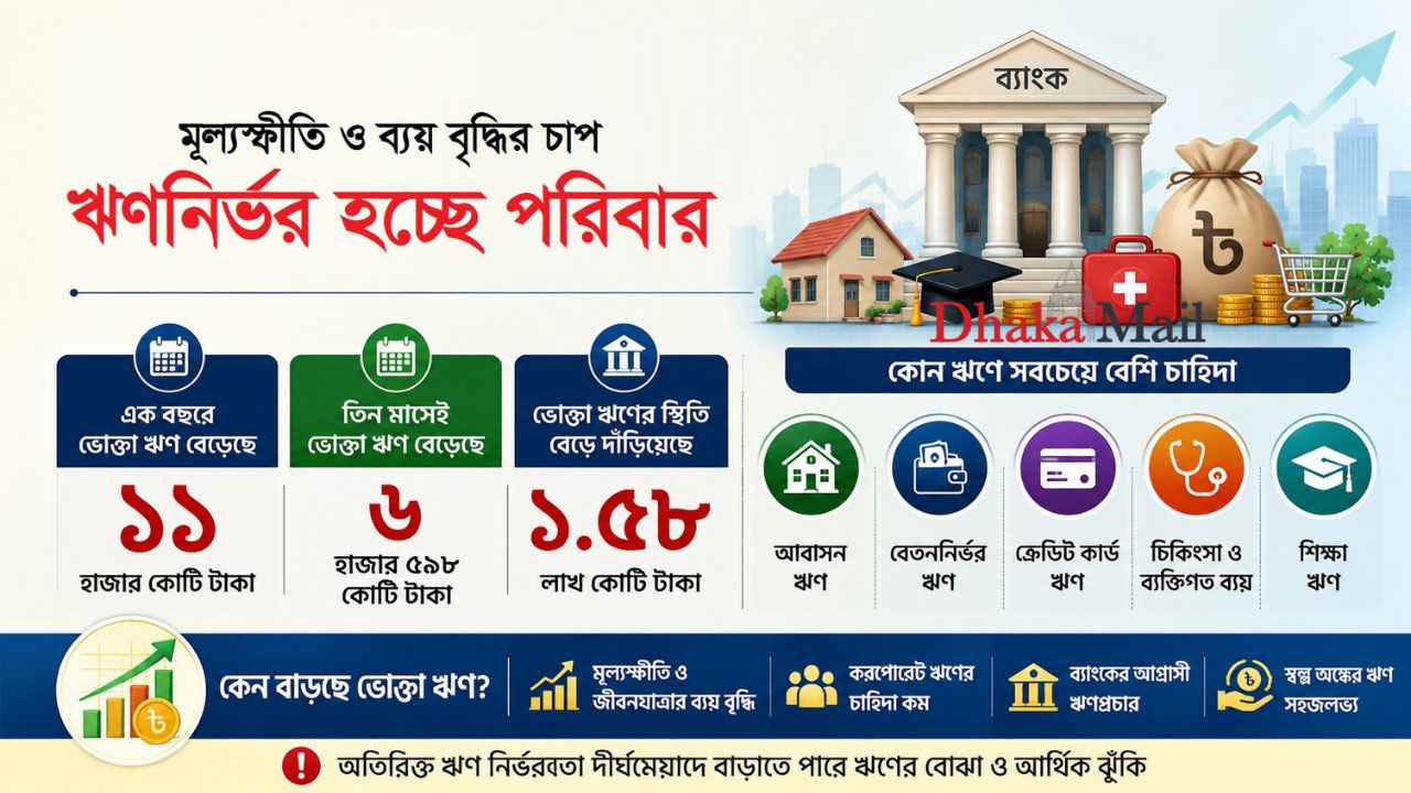 জীবনযাত্রার ব্যয় মেটাতে বাড়ছে ভোক্তা ঋণ
