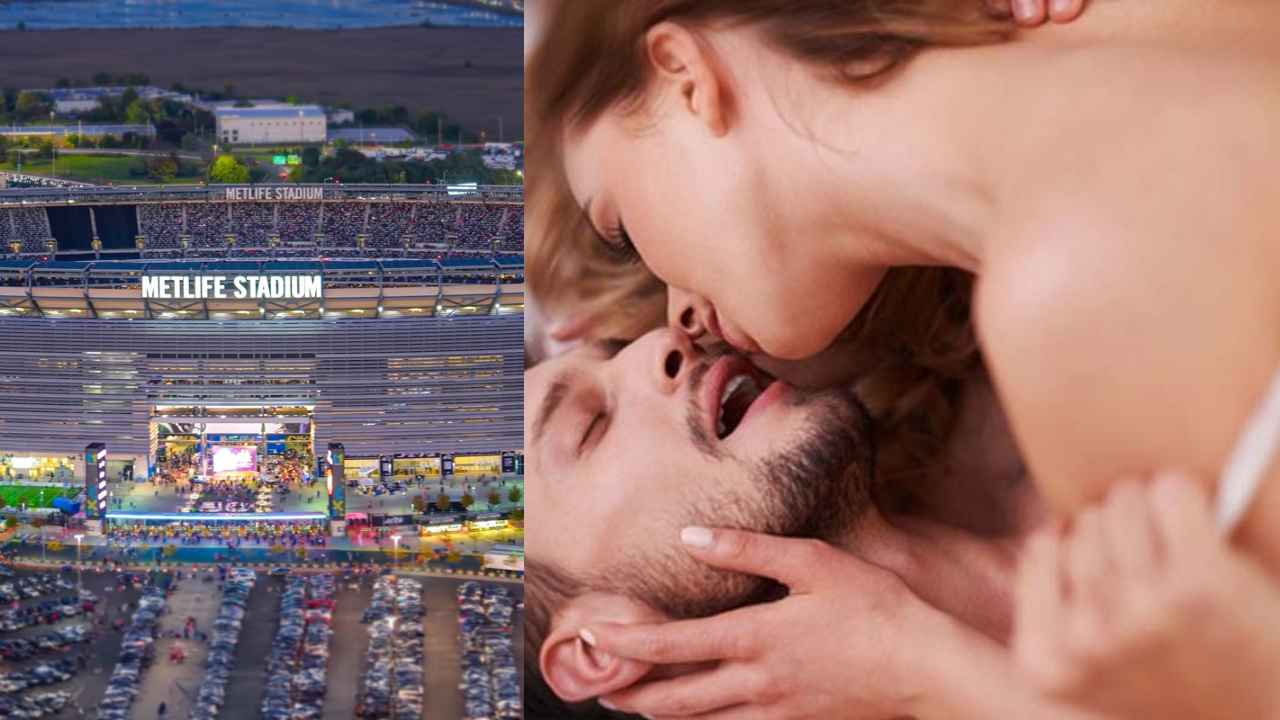 2026 FIFA World Cup New York New Jersey MetLife Stadium with glowing night view, high-end escort in