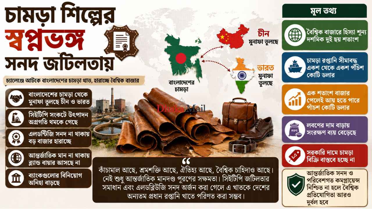 সিইটিপি জটিলতা: বাংলাদেশের চামড়ায় লাভবান হচ্ছে চীন-ভারত