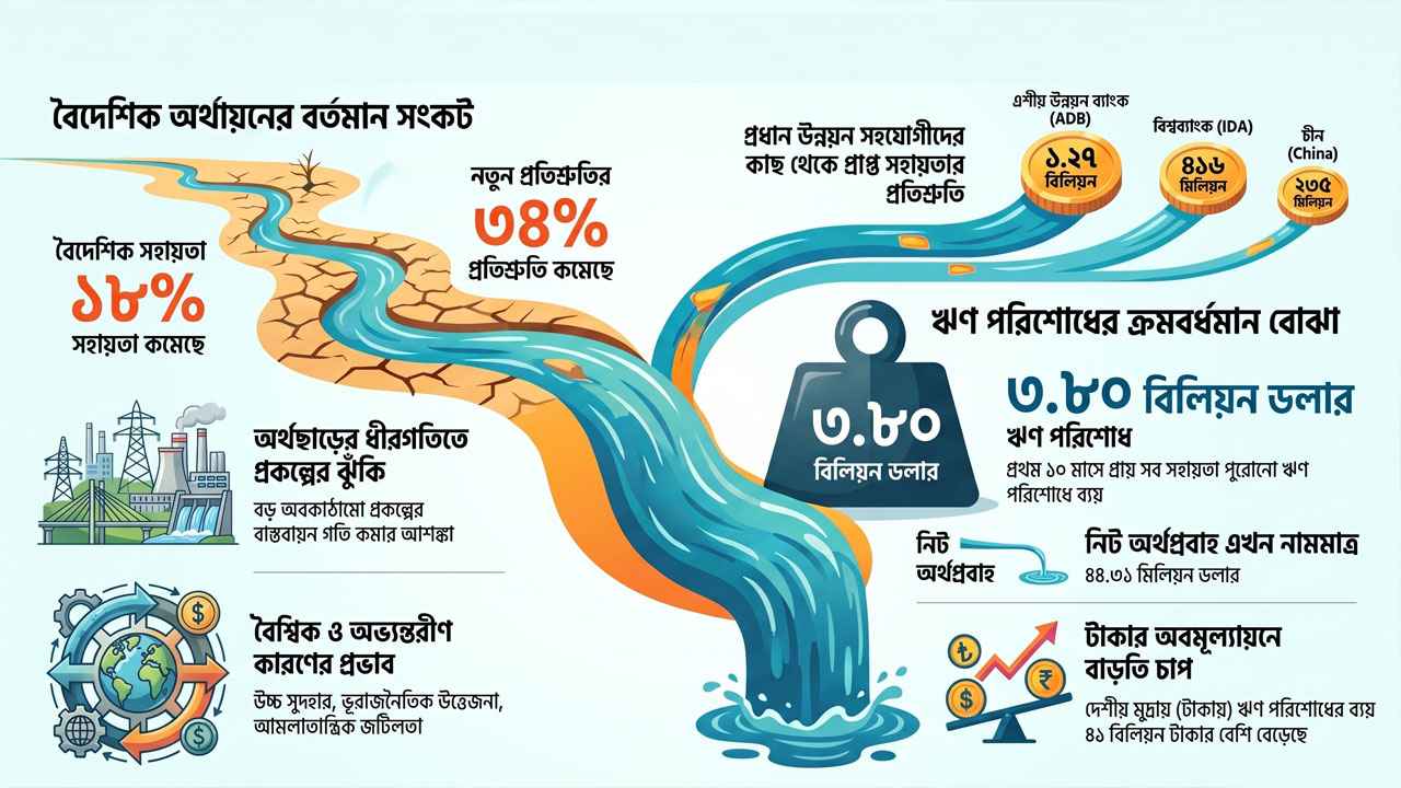 ঋণ-কিস্তির চাপে কমছে বৈদেশিক সহায়তা!