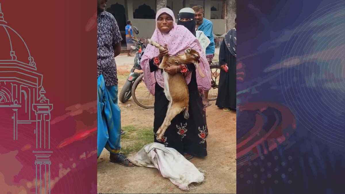 প্রতিবেশীর লাঠির আঘাতে আহত ছাগল নিয়ে থানায় নারী