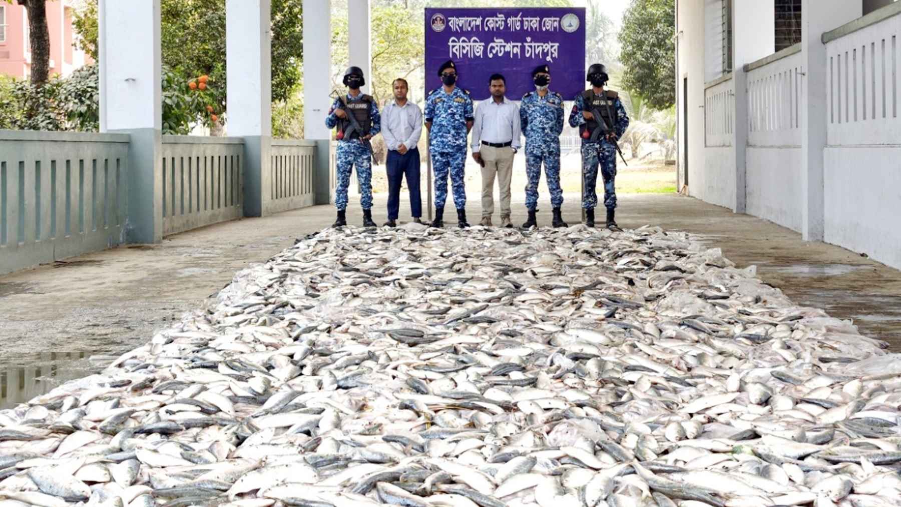 চাঁদপুরে ১২৭ মণ জাটকা জব্দ, ১০ জেলের কারাদণ্ড