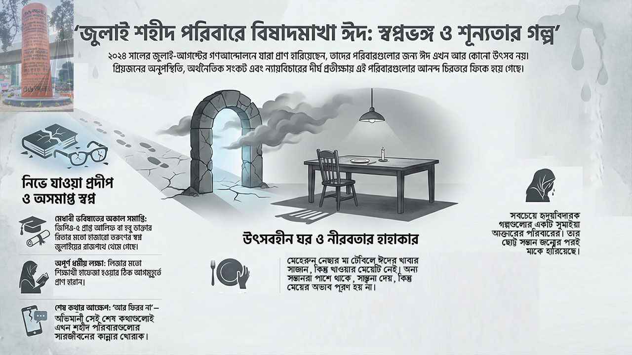 স্বপ্নভাঙা ঈদ: জুলাই শহীদ পরিবারে বিষাদ