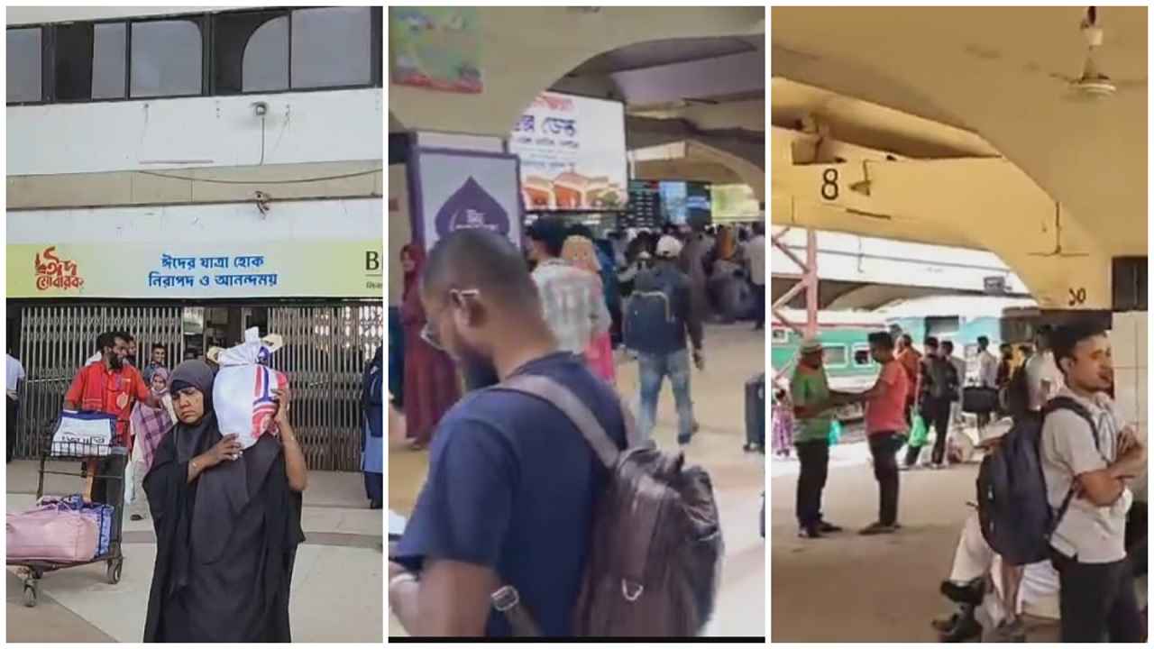 দুপুর গড়াতেই কমলাপুরে ঘরমুখো মানুষের স্রোত