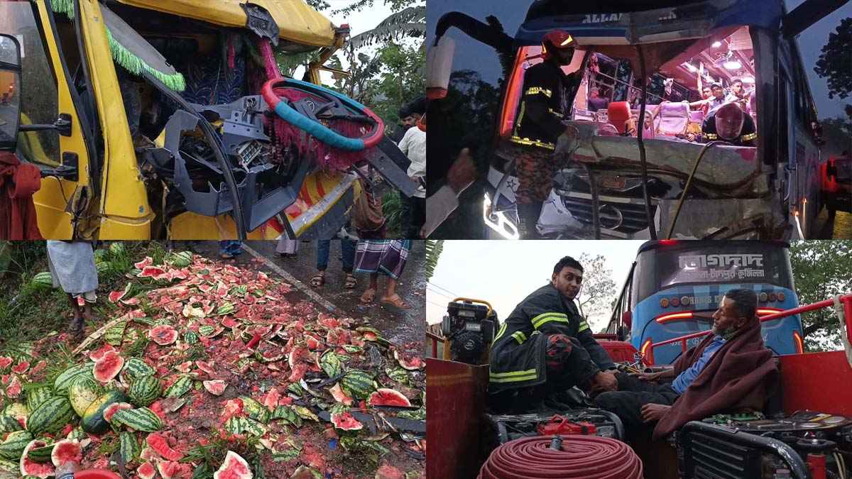 মাদারীপুরে বাস-ট্রাক সংঘর্ষে আহত ১৫, দুঘণ্টা যান চলাচল বন্ধ