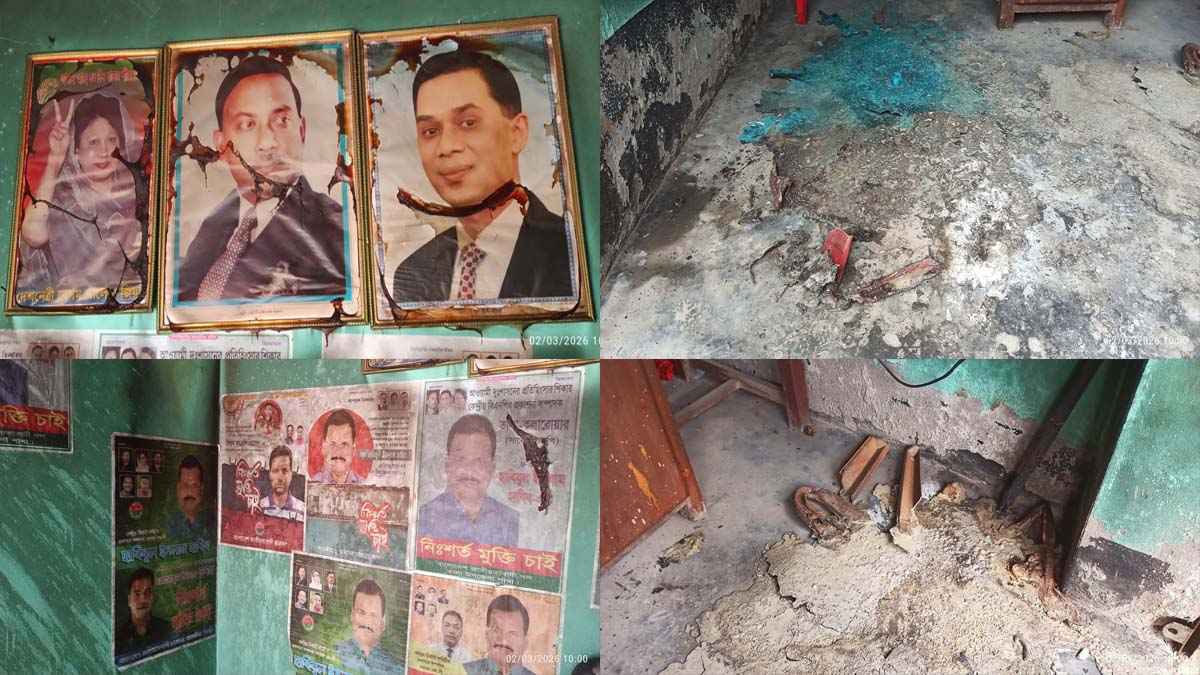 সাতক্ষীরায় ইউনিয়ন বিএনপির কার্যালয়ে আগুন, পেট্রোলের বোতল উদ্ধার