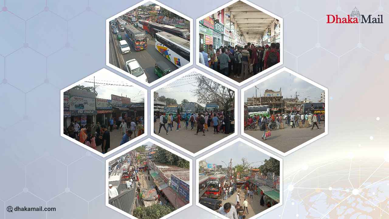 দুপুর গড়াতে গাবতলীতে ঘরমুখো মানুষের ভিড় বাড়ছে