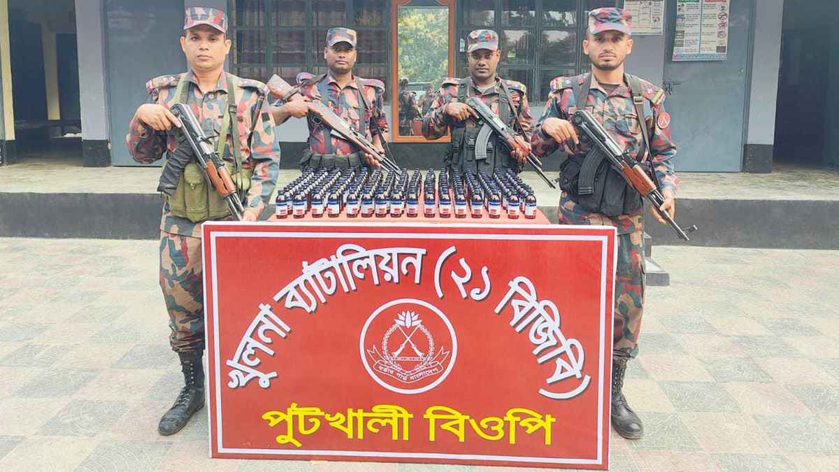 পুটখালী সীমান্তে বিজিবির অভিযান, ১৭৫ বোতল ভারতীয় ইস্কাফ সিরাপ জব্দ