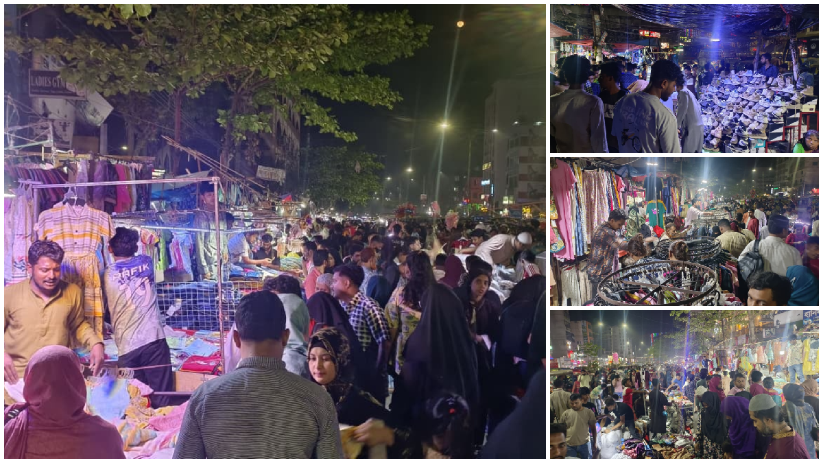 মিরপুর-১০: হকারদের দাপটে ফুটপাত ছাড়িয়ে রাস্তা দখল