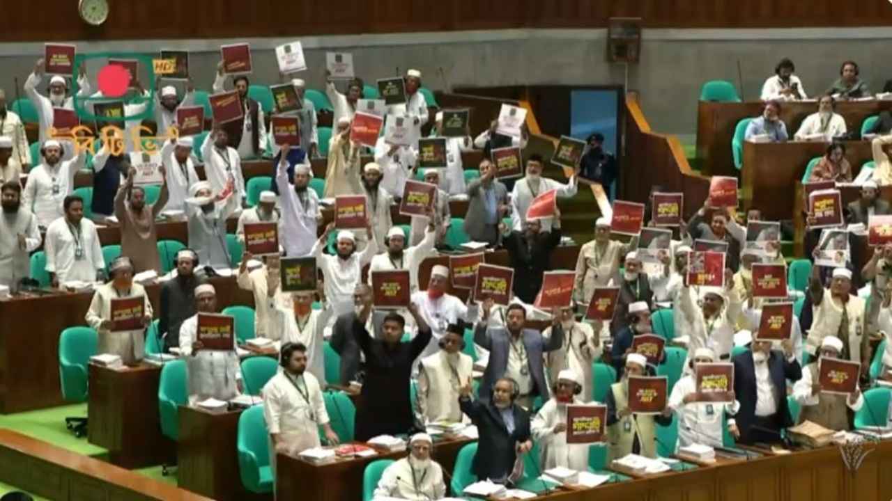 সংসদে রাষ্ট্রপতি প্রবেশ করতেই ‘জুলাইয়ের গাদ্দার’ প্ল্যাকার্ড প্রদর্শন