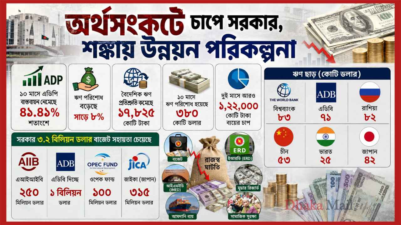 অর্থসংকটে চাপে সরকার, শঙ্কায় উন্নয়ন পরিকল্পনা
