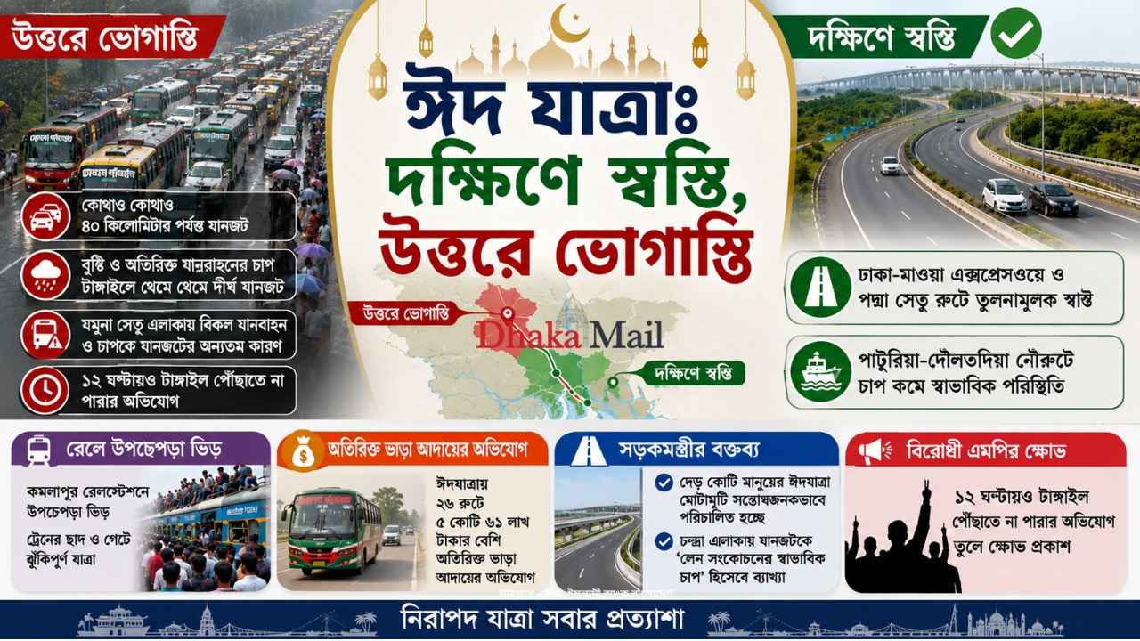 ঈদযাত্রায় দক্ষিণে স্বস্তি, উত্তরে ভোগান্তি