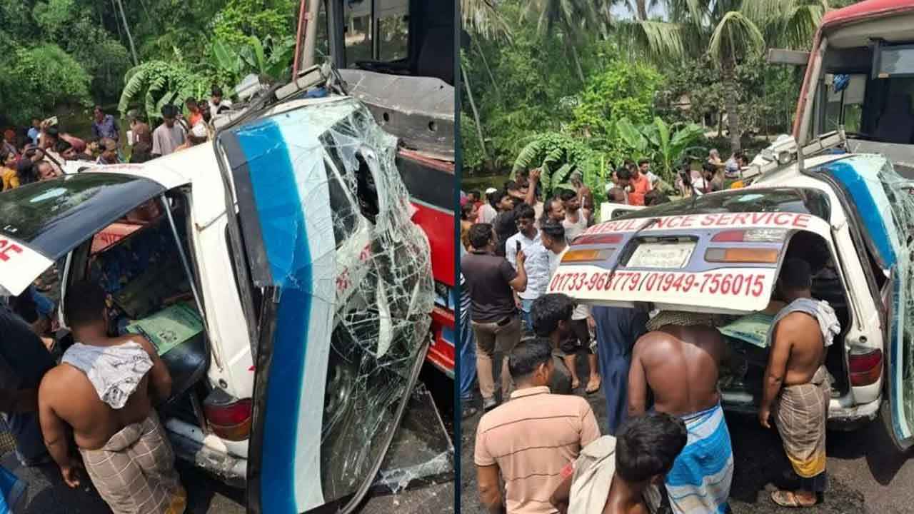 বাস-অ্যাম্বুলেন্স সংঘর্ষ: নিহত ৫ জনের ৪ জন একই পরিবারের