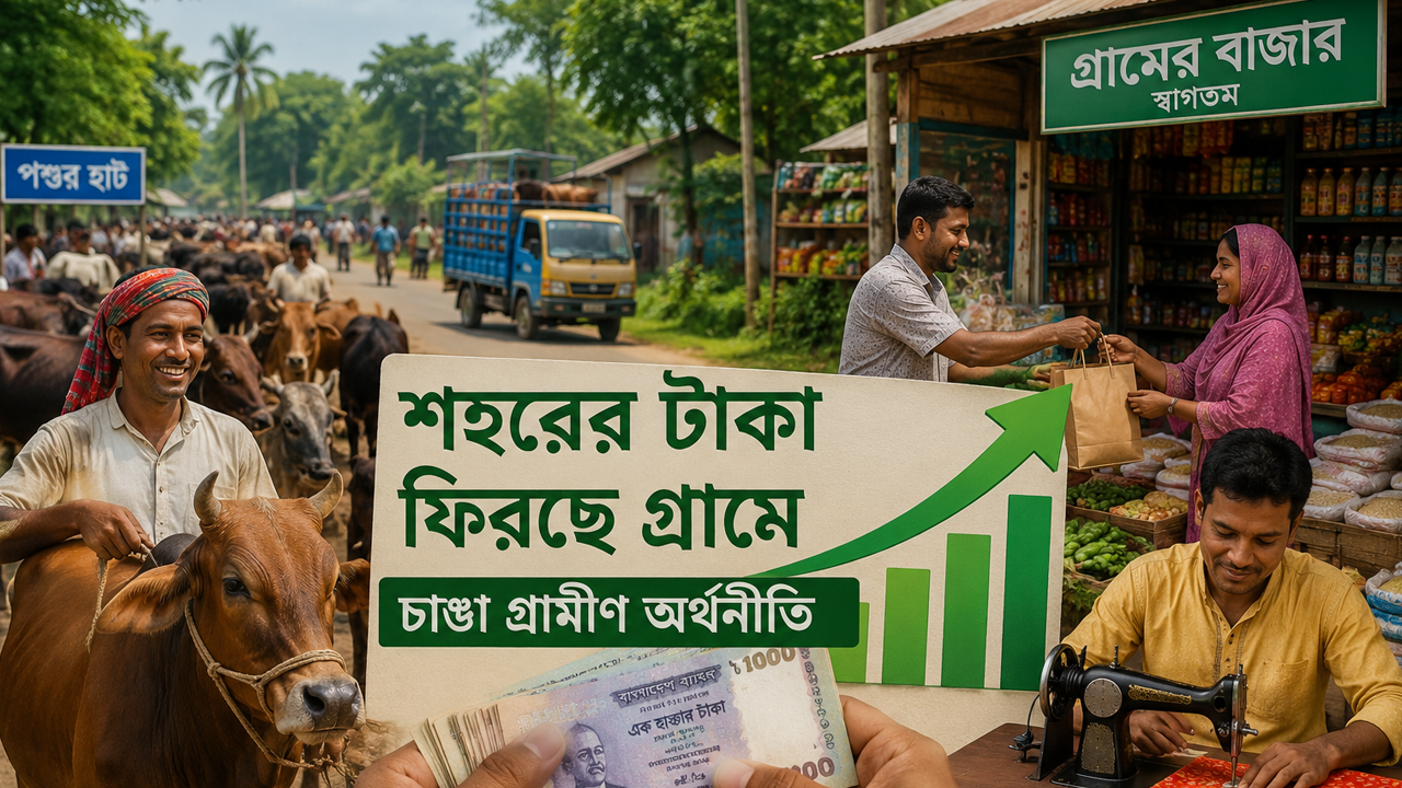 শহরের টাকা ফিরছে গ্রামে, চাঙা গ্রামীণ অর্থনীতি