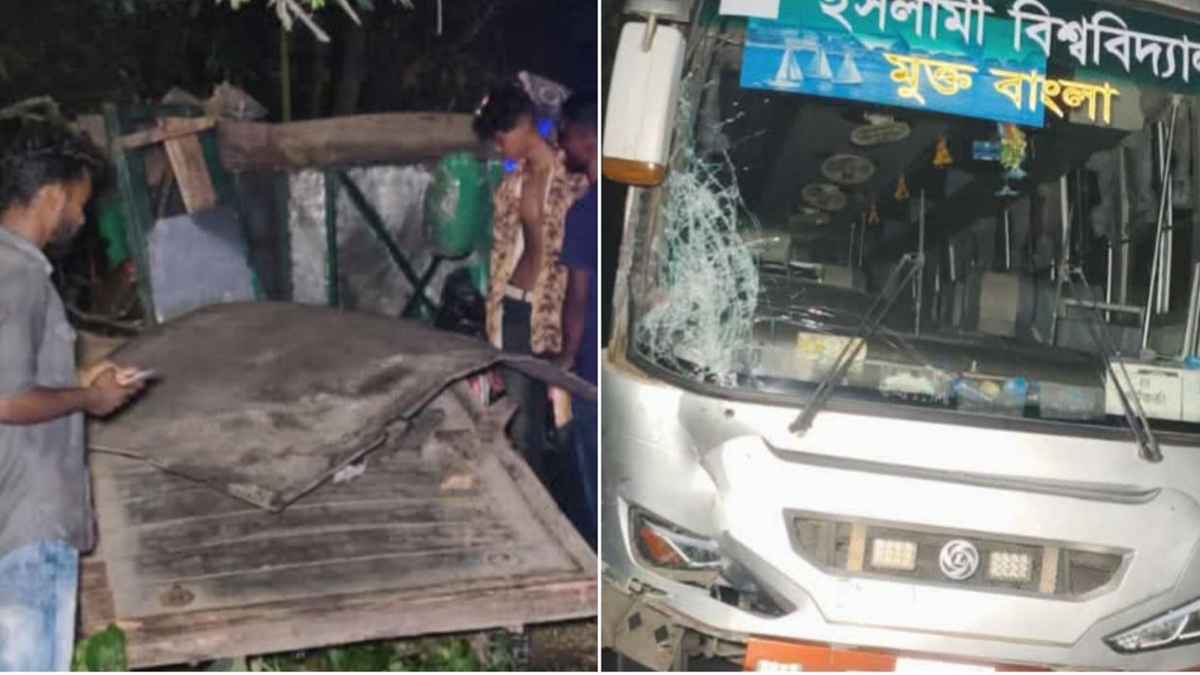 ইবির ‘মুক্ত বাংলা’ বাসের সঙ্গে ভ্যানের সংঘর্ষ, নিহত ১