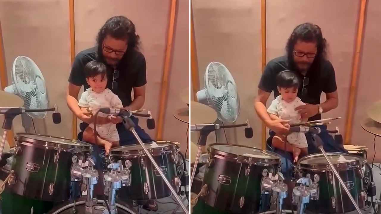 ছেলে ড্রাম শেখাচ্ছেন জেমস, ভিডিও ভাইরাল