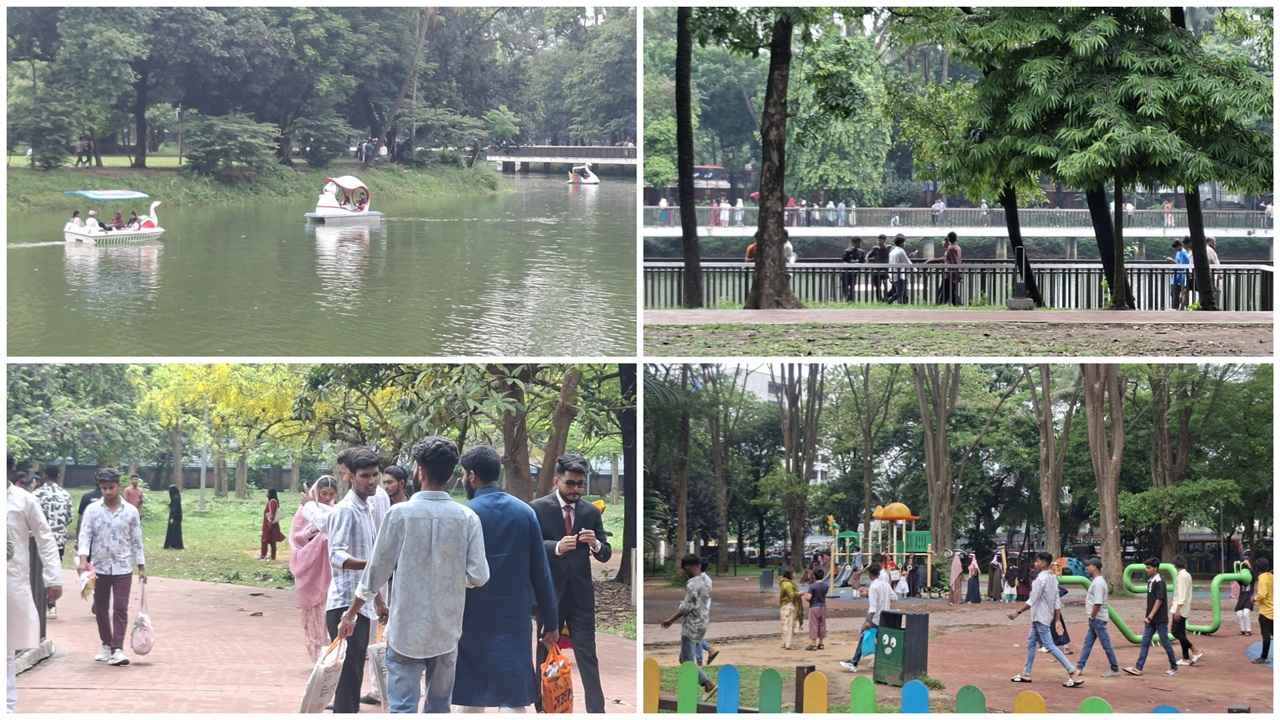 ছুটির দিনে দর্শনার্থীতে মুখর রমনা পার্ক