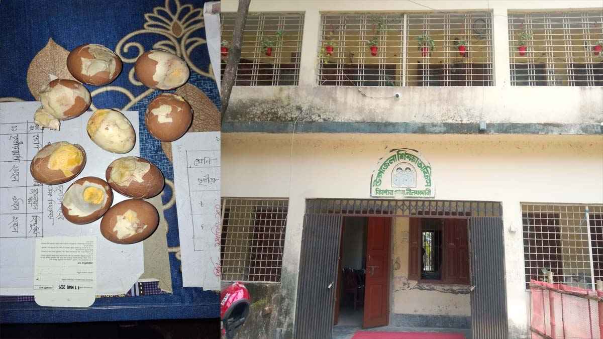 নীলফামারীতে স্কুল ফিডিংয়ে শিক্ষার্থীদের দেওয়া হলো পচা ডিম
