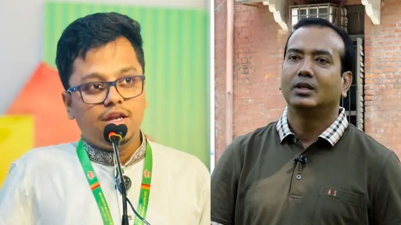 শিবিরের প্রচার সম্পাদক এস এম ফরহাদ ও ছাত্রদলের কেন্দ্রীয় সভাপতি রাকিবুল ইসলাম রাকিব