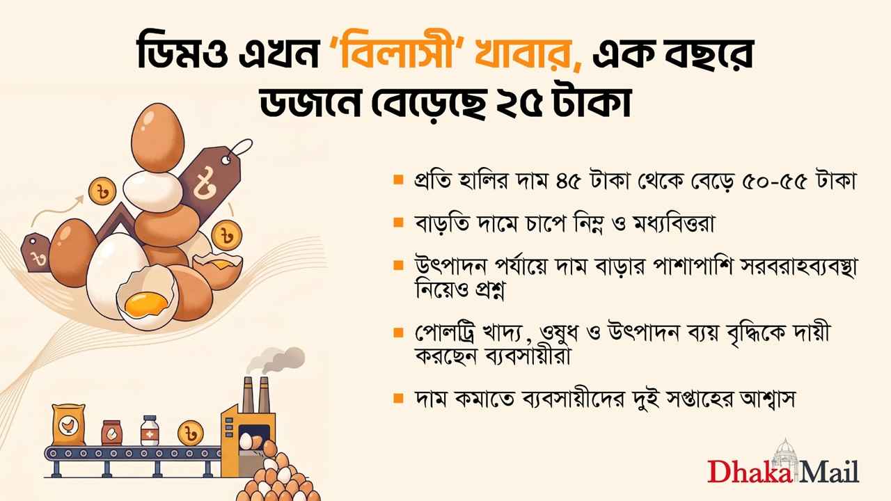 ডিমও এখন ‘বিলাসী’ খাবার, এক বছরে ডজনে বেড়েছে ২৫ টাকা