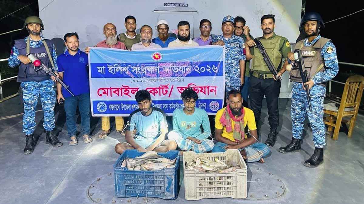 হাইমচরে মা ইলিশ রক্ষা অভিযানে আটক ৮
