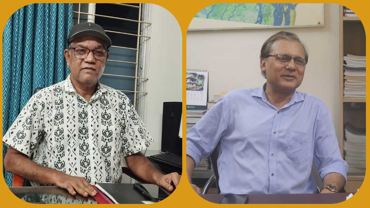 জ্বালানি বিশেষজ্ঞ মনোয়ার মোস্তফা ও বদরূল ইমাম। ছবি: ঢাকা মেইল