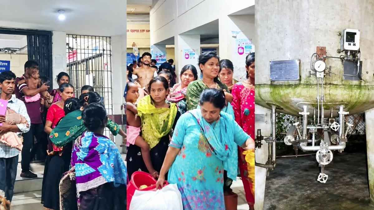 অক্সিজেন প্লান্টে বিকট শব্দ, আগুনের গুজবে সদর হাসপাতাল ফাঁকা