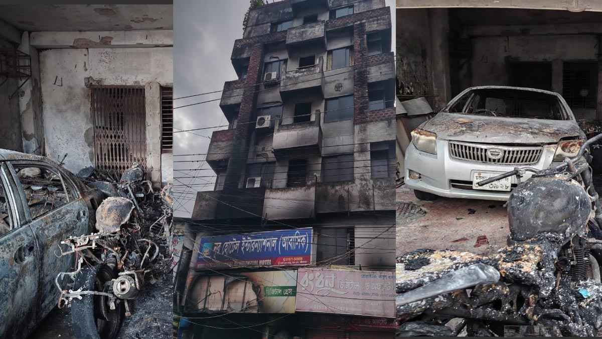 শরীয়তপুরে আবাসিক হোটেলে আগুন, ছাদে উঠে প্রাণে রক্ষা পেলেন ১৭ জন